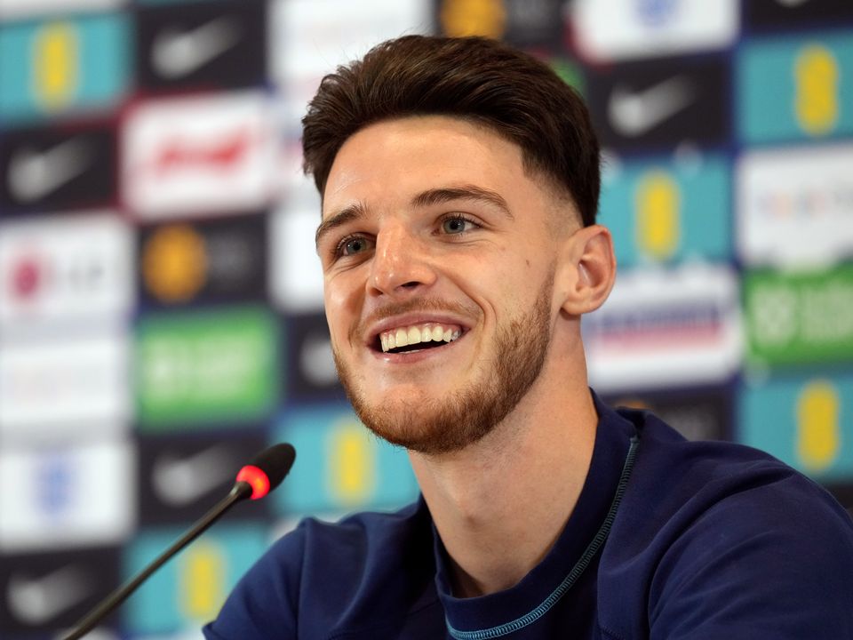 England's Declan Rice during a press conference at Al Wakrah Sports Complex in Al Wakrah, Qatar. Picture date: Thursday December 1, 2022.