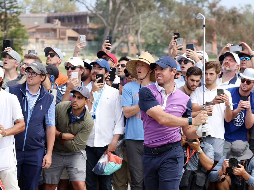 Rory McIlroy playing in front of the crowds at the US Golf Open