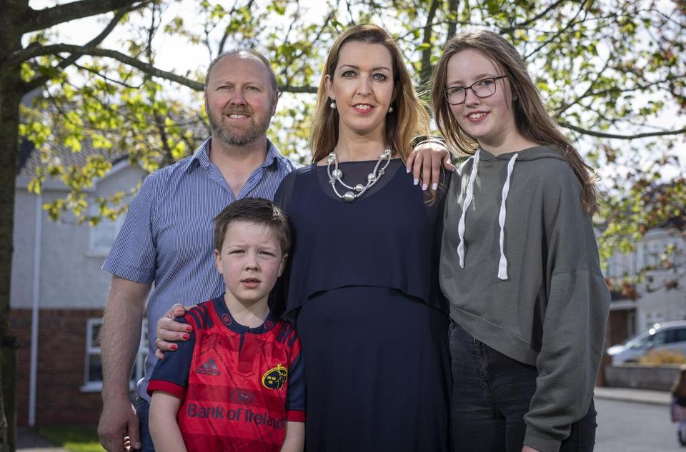 Vicky Phelan with husband Jim, and children Amelia and Darragh