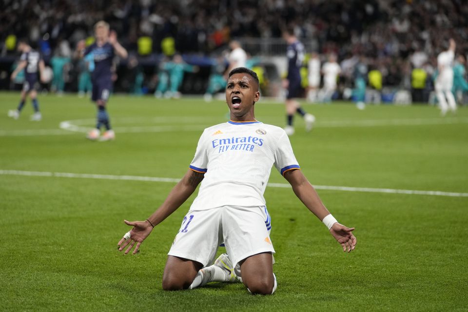 Rodrygo’s late double stunned Manchester City (Bernat Armangue/AP)