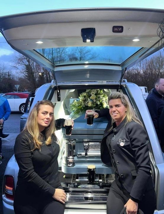 Mourners with Patrick’s hearse