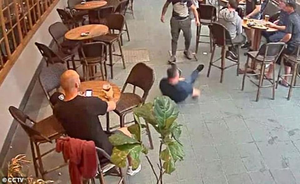Farrell was caught on camera punching another man in an Australian beer garden