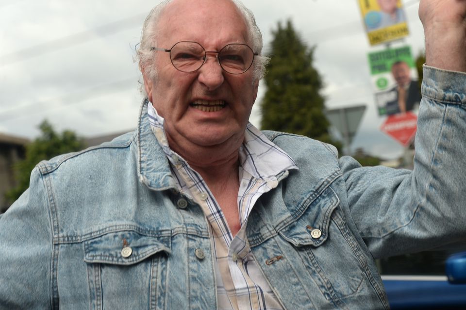 Seán 'Fixer' Fitzgerald at the funeral of Fran 'The Lamb' Cunningham smearing faeces onto the rear window of the Sunday World jeep. Pic taken 30-5-2024