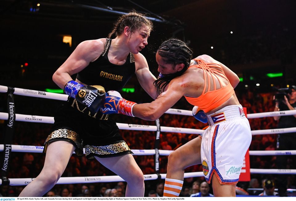 Katie Taylor, left, and Amanda Serrano during their undisputed world lightweight championship fight at Madison Square Garden
