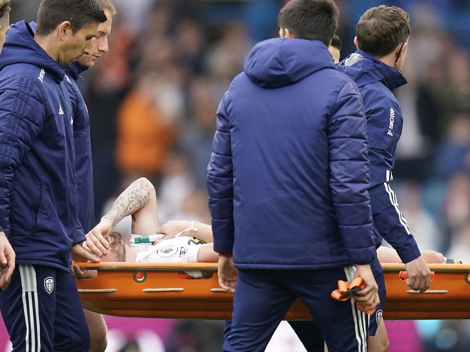 Stuart Dallas was taken off on a stretcher on Saturday (Danny Lawson/PA)