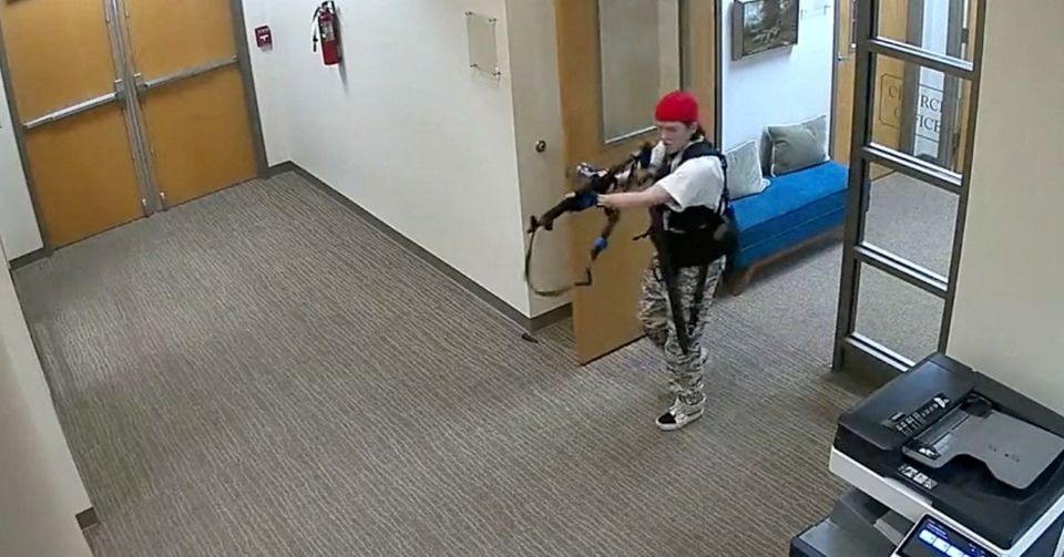 A still image from surveillance video shows what the Metropolitan Nashville Police Department describe as mass shooting suspect Audrey Elizabeth Hale, 28, entering The Covenant School carrying weapons in Nashville, Tennessee. Photo: Reuters