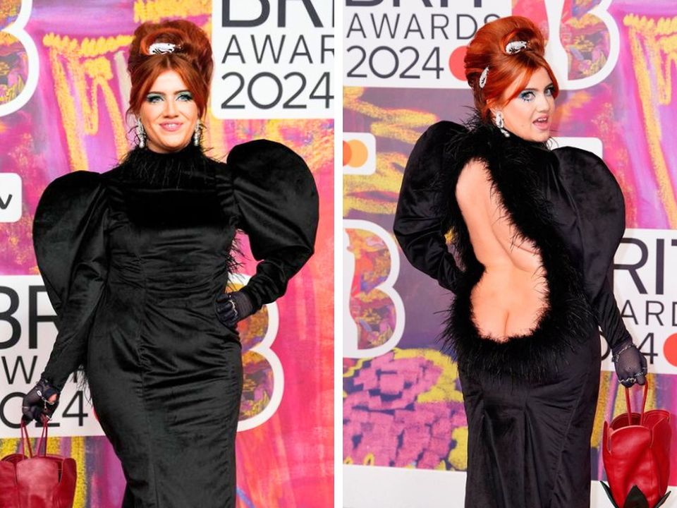 Irish singer CMAT shocks with cheeky little black dress at Brit Awards