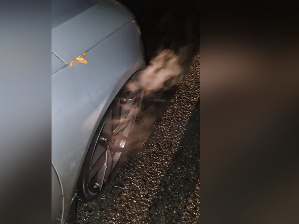 Gardaí said the car was smoking from all four wheels