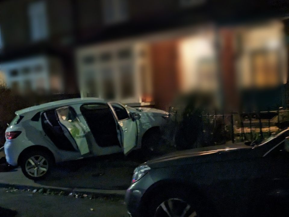 The crashed GoCar abandoned in Harold's Cross