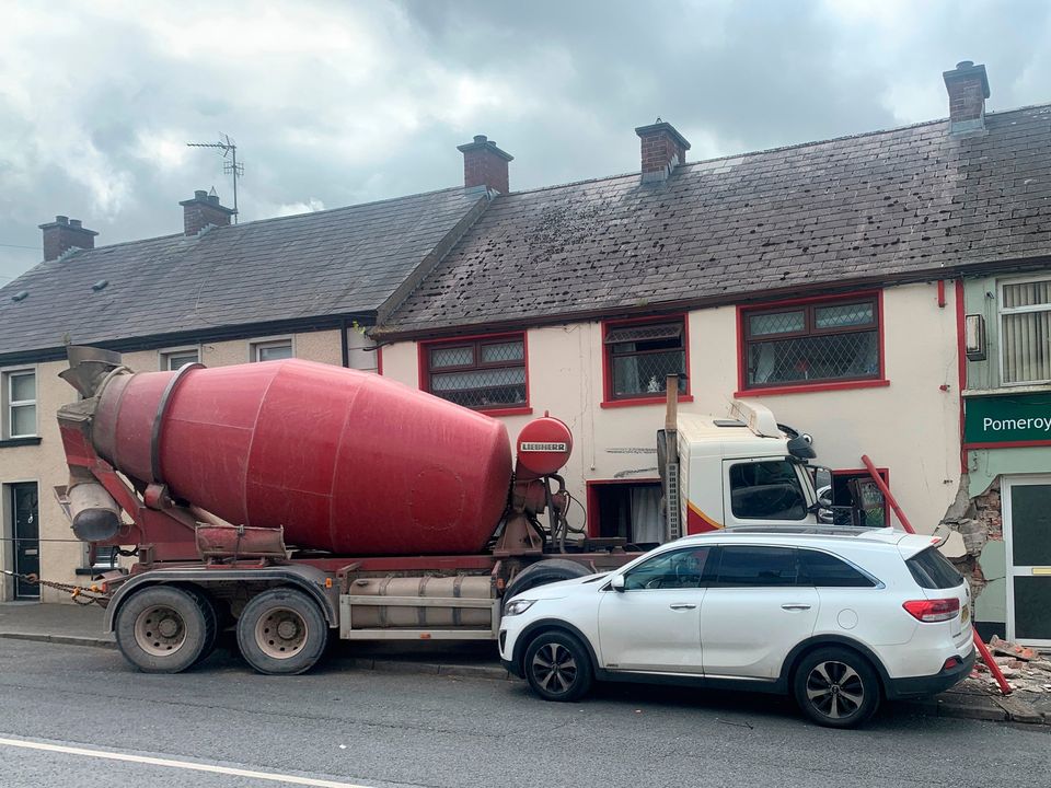 The cement mixer collided with a building in Co Tyrone