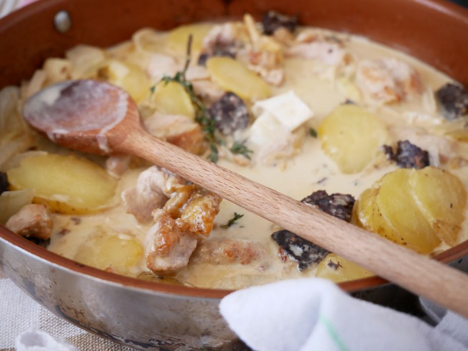 Creamy One-pan Chicken and Black Pudding
