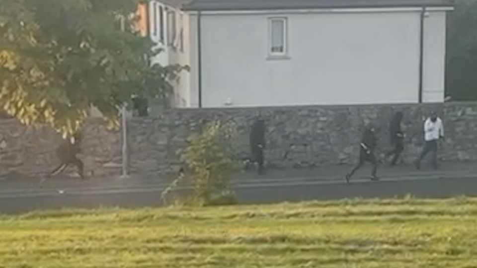 Gang armed with weapons seen running away