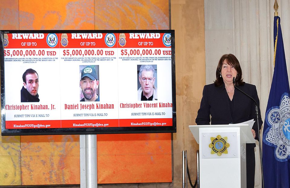 US Ambassador to Ireland Claire Cronin announces the $5m (€4.6m) bounty and sanctions on the Kinahan crime gang. Photo: Frank McGrath.