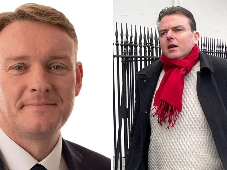Fine Gael Senator Michael Carrigy (left) and David Larkin (right) who has pleaded guilty to harassing the senator.