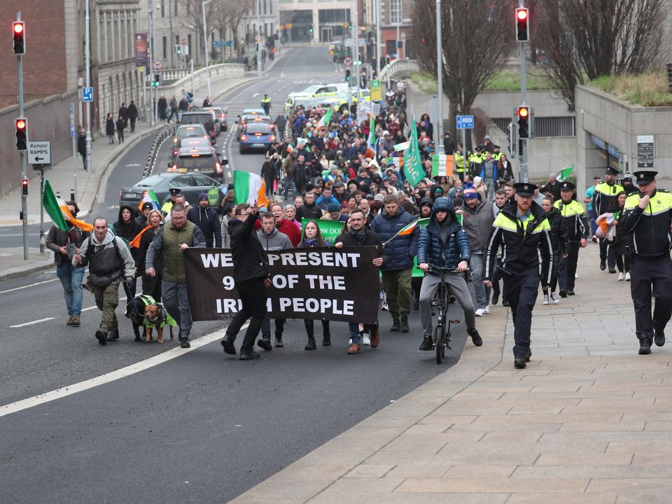 The anti-refugee protest march in Dublin today