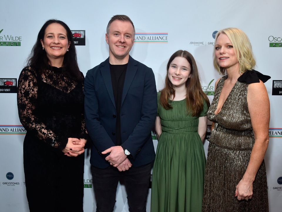 Catherine Martin, Colm Bairéad, Catherine Clinch and Cleona Ní Chrualaoí attend Oscar Wilde Awards 2023 at Bad Robot on March 09, 2023 in Santa Monica, California. (Photo by Alberto E. Rodriguez/Getty Images for US-Ireland Alliance)
