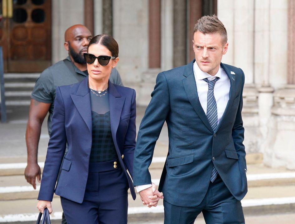 Rebekah and Jamie Vardy leaves the Royal Courts Of Justice, London