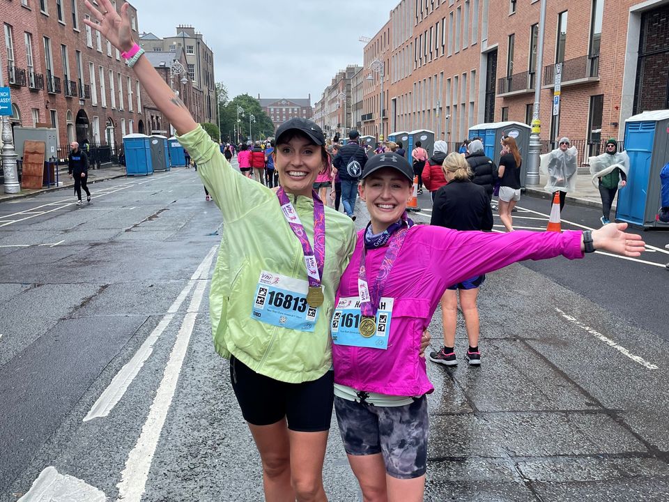 Eleanor McAree and friend Hannah Whelan, take part in the VHI Women's Mini Marathon in 2022
