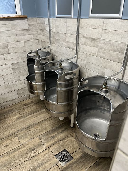 The beer keg urinals in The Blackthorn are unique