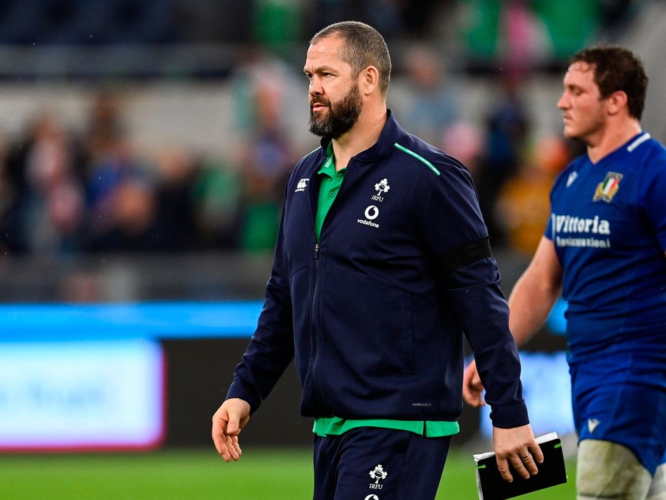 25 February 2023; Ireland head coach Andy Farrell after the Guinness Six Nations Rugby Championship match between Italy and Ireland at the Stadio Olimpico in Rome, Italy. Photo by Ramsey Cardy/Sportsfile