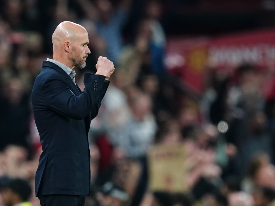 Manchester United manager Erik ten Hag celebrates after the final whistle following the Premier League match at Old Trafford, Manchester. Picture date: Monday August 22, 2022.