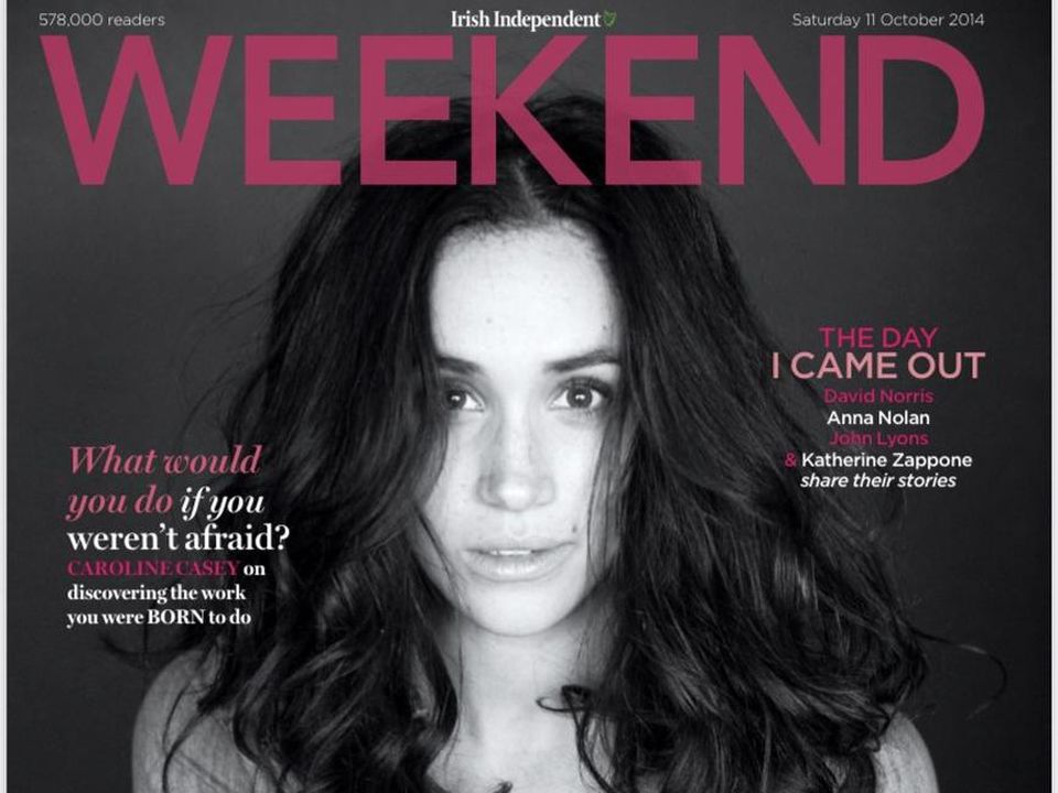 Meghan Markle on the cover of the Irish Independent 'Weekend' magazine during the One Young World conference in 2014
