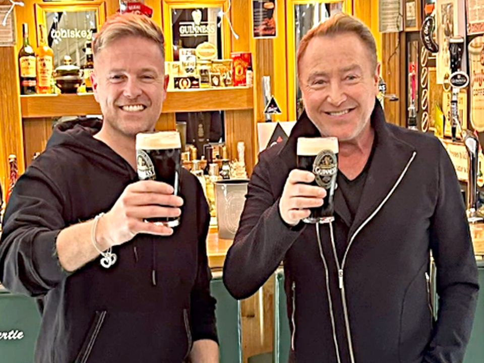 Nicky has a pint with super-hoofer Michael Flatley