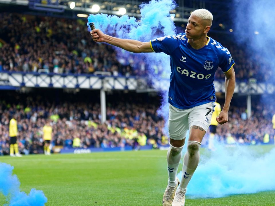 Richarlison runs with a flare after scoring Everton’s winner against Chelsea (Jon Super/AP)