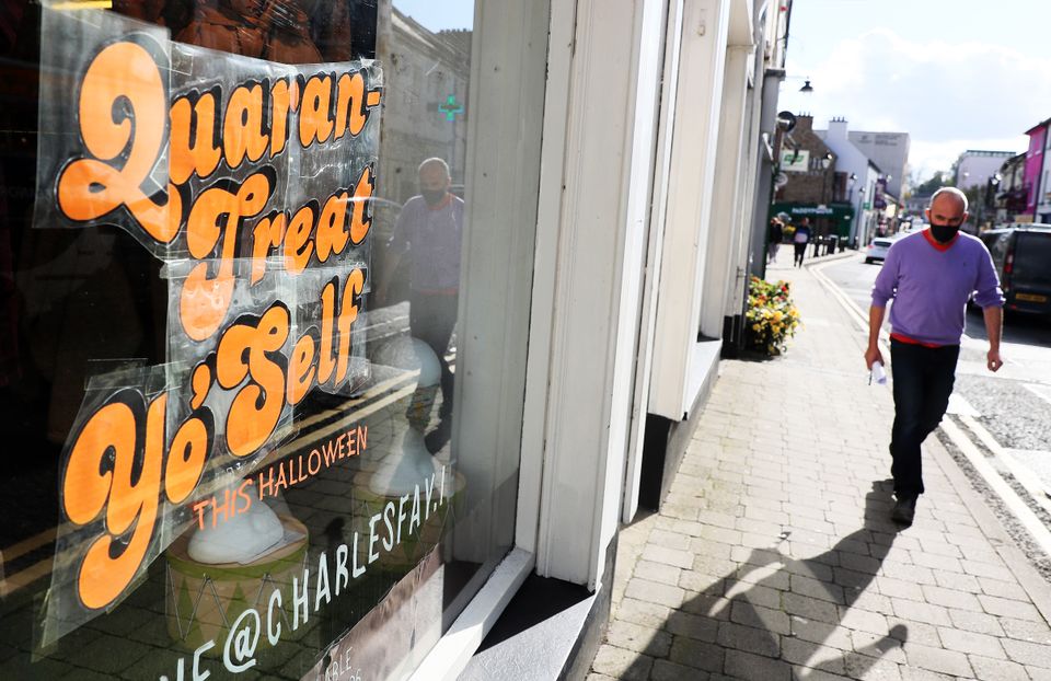 A sign in the window of a clothes shop in Co Cavan (Brian Lawless/PA)