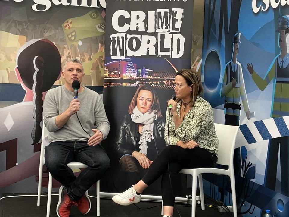 Nicola Tallant and Niall Donald record an episode of Crime World at The Ploughing Championships