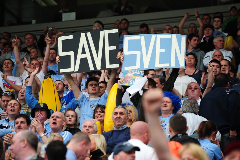 Manchester City fans made clear their support of Sven-Goran Eriksson (Gareth Copley/PA)