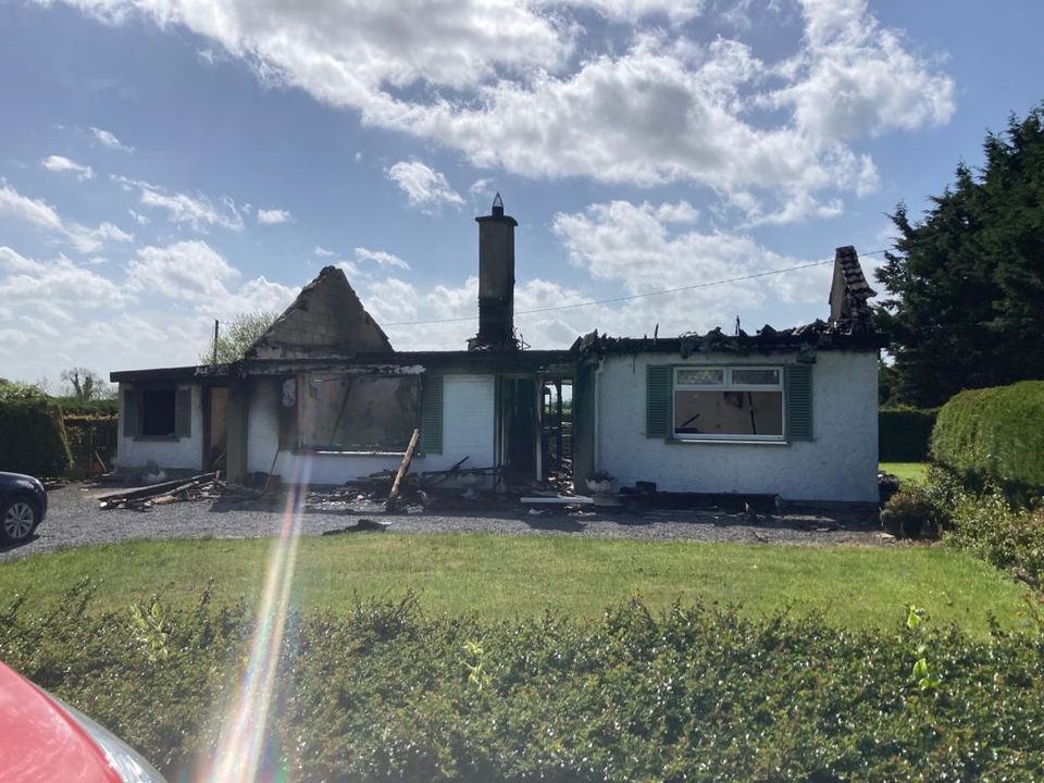 Kathleen's home in Mulhussey, Co. Meath after it was destroyed by fire (Pic credit: GoFundMe)