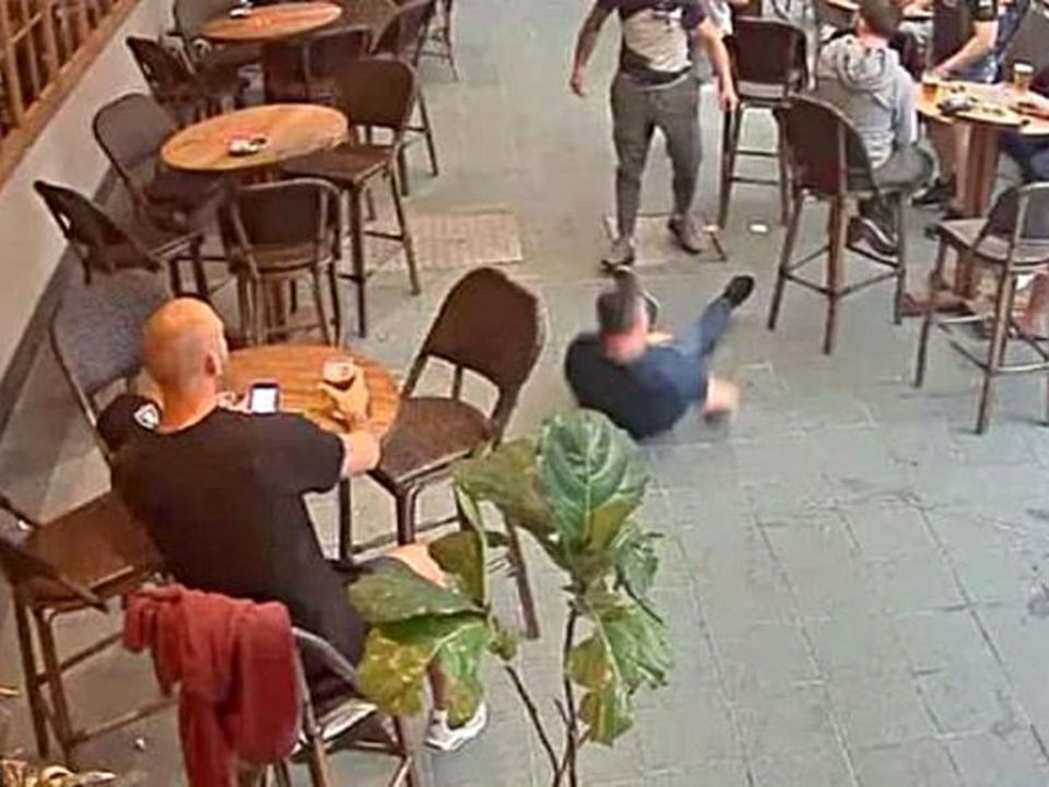 Farrell was caught on camera punching another man in an Australian beer garden