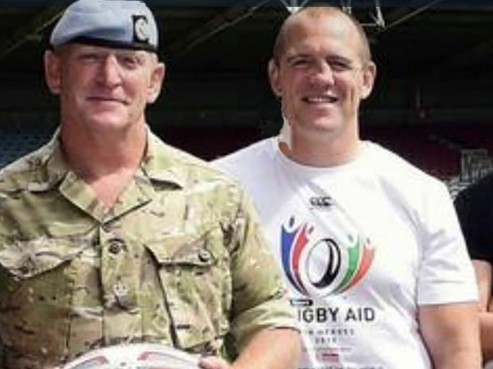 Ex Major Cameron Hastie pictured with Mike Tindall, the former England world cup winner who is married Zara Phillips, the granddaughter of Queen Elizabeth