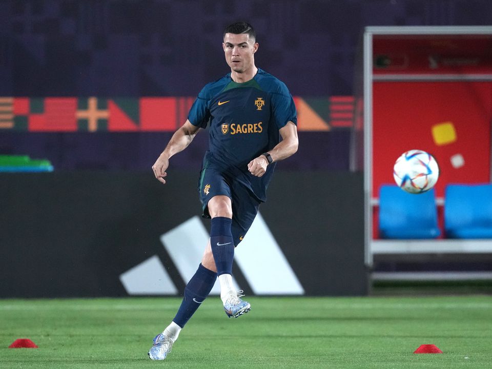 Portugal's Cristiano Ronaldo during a training session at the Al Shahaniya Sports Club, Al Shahaniya, ahead of the FIFA World Cup 2022. Picture date: Saturday November 19, 2022.