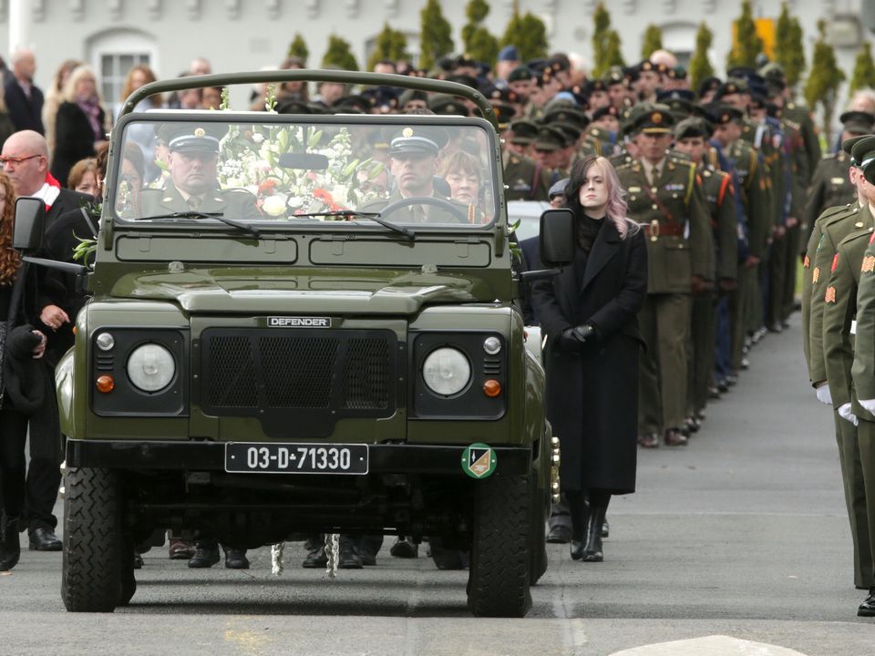 The funeral mass of Acting Sergeant Major Declan O'Connell in St Brigid's Church in the Curragh Camp. Picture; Gerry Mooney