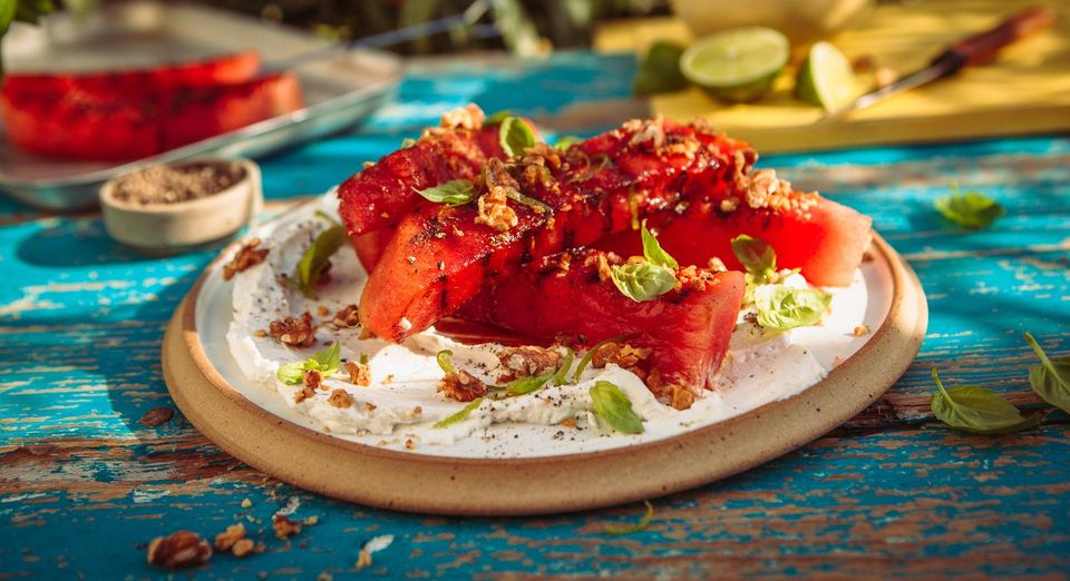 Grilled Watermelon with Goat's Cheese