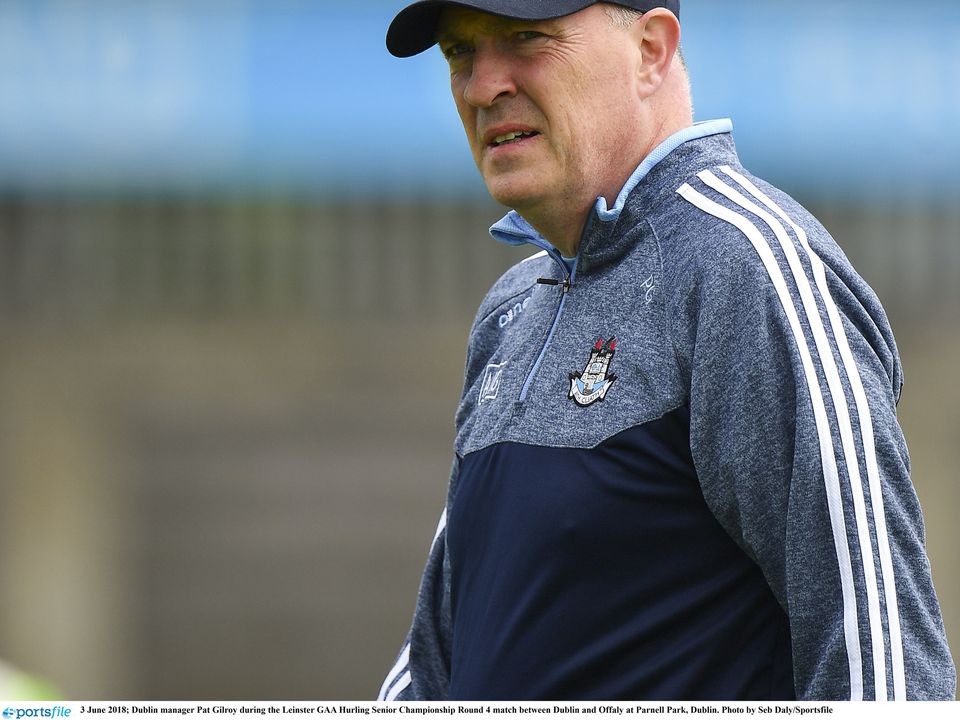 3 June 2018; Dublin manager Pat Gilroy during the Leinster GAA Hurling Senior Championship Round 4 match between Dublin and Offaly at Parnell Park, Dublin. Photo by Seb Daly/Sportsfile