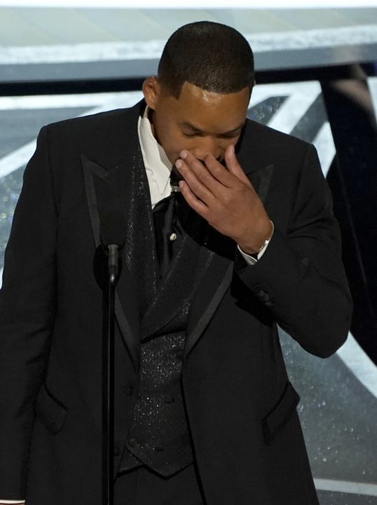 Will Smith cries as he accepts the award (Chris Pizzello/AP)