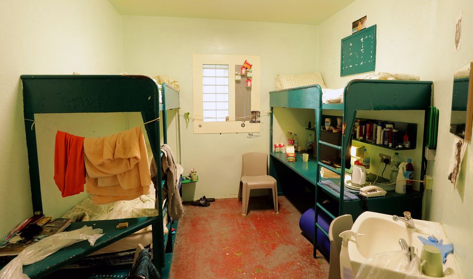 The interior of an overcrowded cell in Cloverhill Prison where one prisoner has a roll out matress with the other inmates. for Ken Foy news feature  Picture; Gerry Mooney