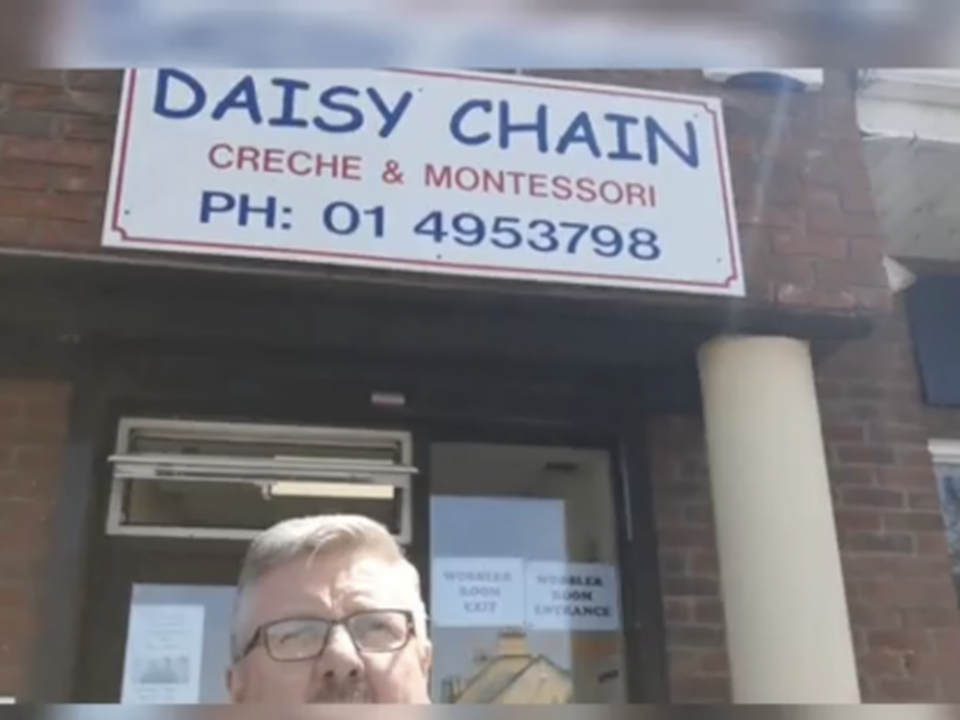Self-styled ‘citizen journalist’ and far-right agitator Philip Dwyer had an exchange with creche staff over a children’s rainbow painting in the window