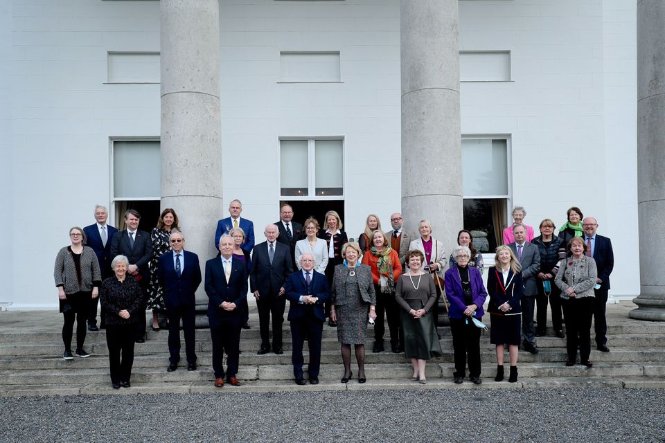 President Michael D Higgins with descendants of Treaty negotiators