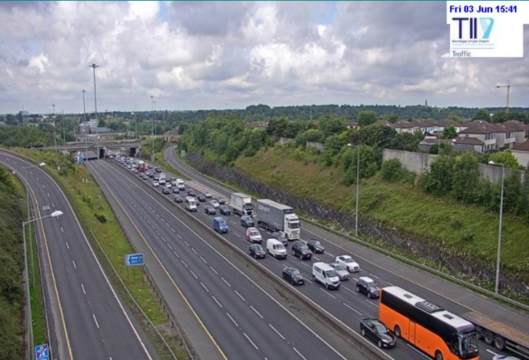 TII traffic cam image of the M50 at Junction 7 this afternoon.