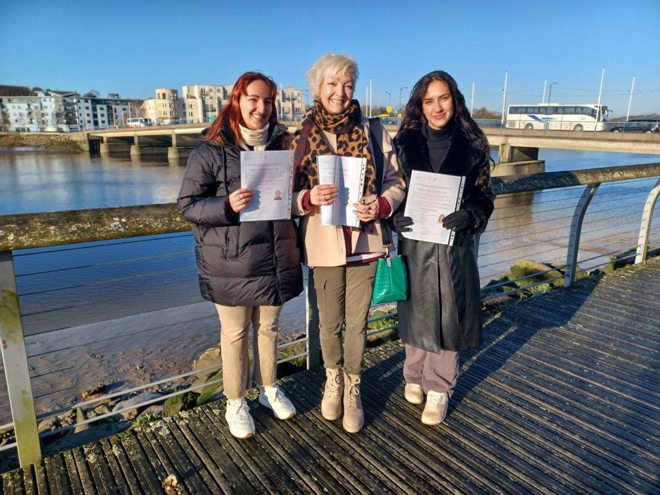Nadia, Tatiana and Maria Prochukhan with their citizenship certificates in New Ross last year.