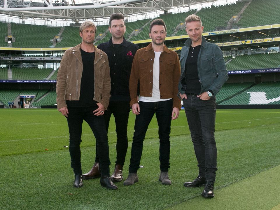 Kian, Mark, Shane and Nicky at the Aviva, where they’ll perform this week