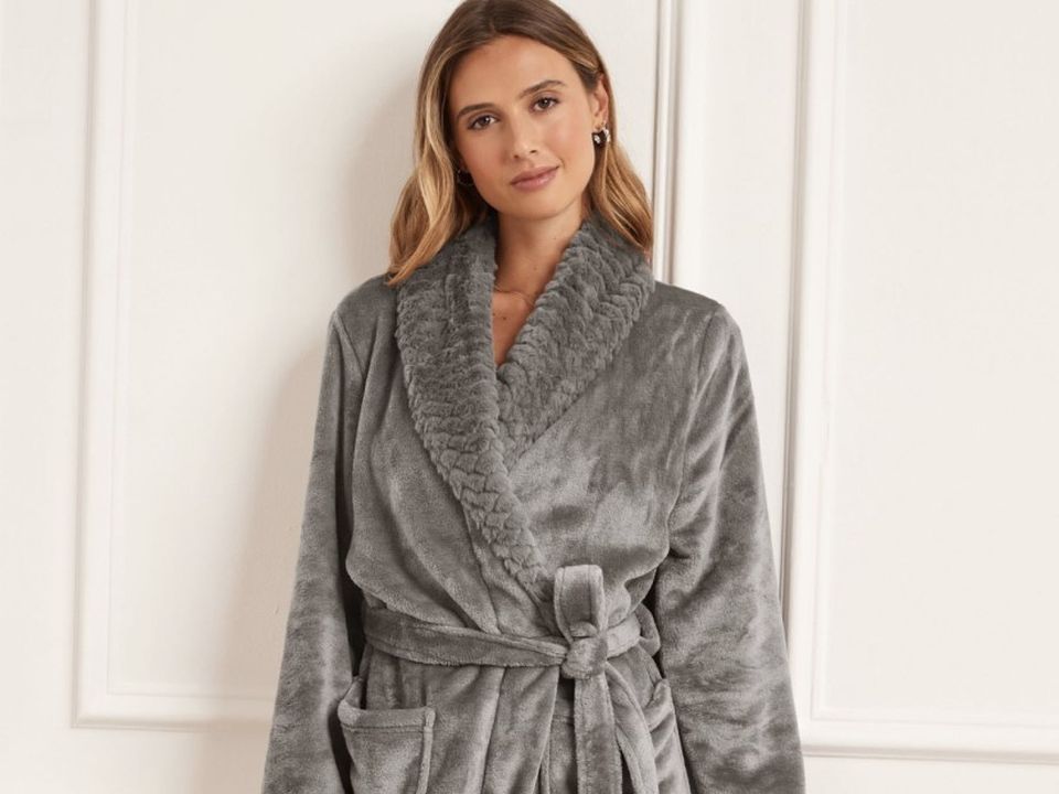 Faux fur shawl collar dressing gown, €33, next.ie