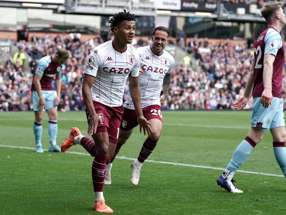 Ollie Watkins, left, celebrates his goal with fellow scorer Danny Ings (Nick Potts/PA)