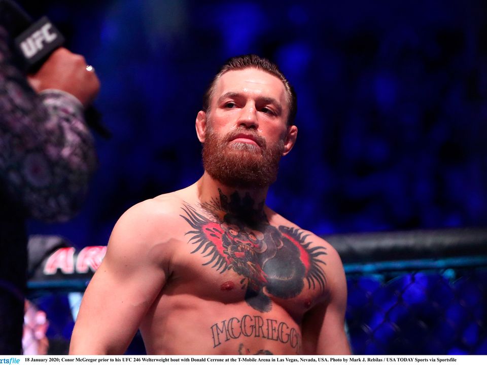18 January 2020; Conor McGregor prior to his UFC 246 Welterweight bout with Donald Cerrone at the T-Mobile Arena in Las Vegas, Nevada, USA. Photo by Mark J. Rebilas / USA TODAY Sports via Sportsfile