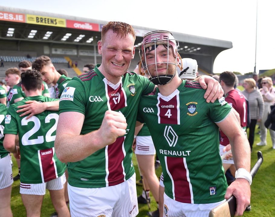 Niall Mitchell, left, and Johnny Bermingham of Westmeath celebrate the victory over Wexford. Photo: Daire Brennan/Sportsfile