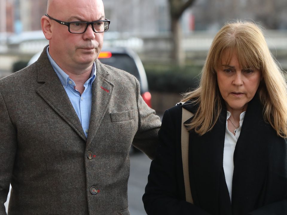 Coilín O Scolai with his wife, Irene Kavanagh outside the High Court today (Pic Collins Court)